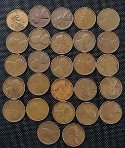 1909 - 1933 Lincoln Wheat 1c Cent 27 Coin Lot - Picture 1 of 8