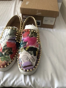 Christian Louboutin Pick Boat Patent Trash Spikes Size 38 - Picture 1 of 9