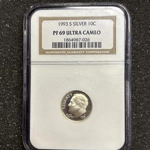 1993-S Roosevelt Silver Dime PF70 Ultra Cameo NGC - Picture 1 of 13