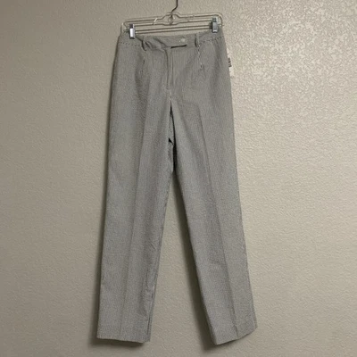 Calça Pendleton Feminina Antiga 4 Seersucker Listrada Perna Reta Cinza Branco - Imagem 1 de 4