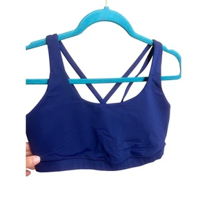 Lululemon Energy Sports Bra Blue Strappy Crossback Sz 10 Athletic Preppy Gym - Picture 1 of 8