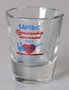 WOMENS INTERNATIONAL BOWLING CONGRESS WIBC shot glass HARTFORD CT 1987 - Picture 1 of 1