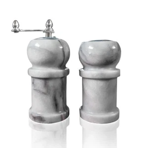 Set da Cucina Sale e Pepe Marmo Bianco Italian Marble Salt and Pepper 13cm - Picture 1 of 1