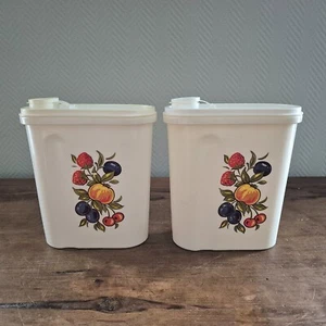 Vintage EMSA Top-Frisch Beige Hard Plastic Lidded Oval Storage Container Fruits - Picture 1 of 9
