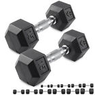 Pair of Rubber Coated Hex Dumbbell Hand Weight Set, 3 lb to 50 Pound