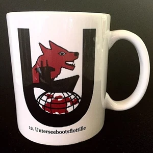 German WW2 U-Boat Coffee / Tea Mug - 12. UNTERSEEBOOTSFLOTTILLE - Kriegsmarine - Picture 1 of 2