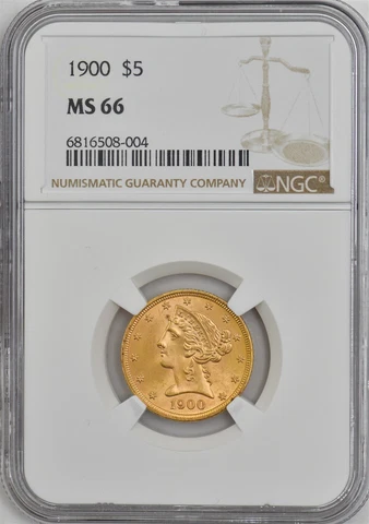 1900 $5 Gold Liberty MS66 NGC 947212-16 Cover