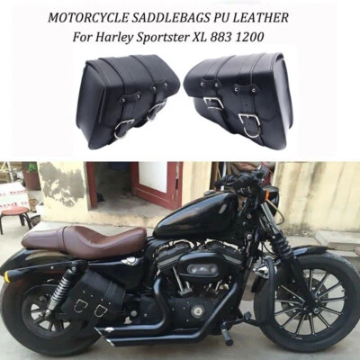 Pair Motorcycle Side Saddle Tool Bags For Harley Davidson Sportster XL883 1200 - Image 1 of 4