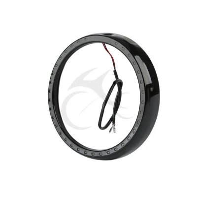 7" in Headlight Trim Ring & Light For Harley Touring Road Street Tri Glide Black - Image 1 of 4
