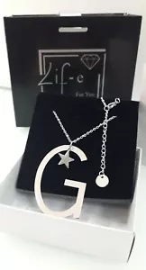 Collana lunga interamente in acciaio con ciondolo con iniziale grande e stellina - Foto 1 di 10
