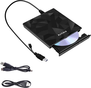 Antika External CD DVD Drive TypeC USB 3.0 Extended Cable Backup Power Line Port - Afbeelding 1 van 7
