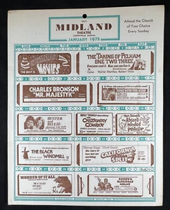 1975 Midland Theatre Coffeyville KS Movie Listings THE TAKING OF PELHAM 1 2 3 - Picture 1 of 11