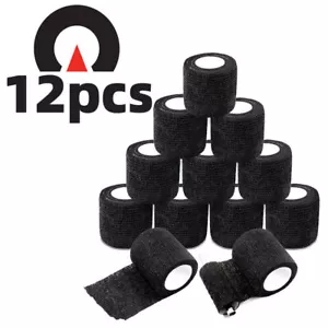 6-24 Rollen schwarz medizinisch selbstklebend Bandagenfolie 2 Zoll x 5 Meter, Tierarztband USA - Bild 1 von 23