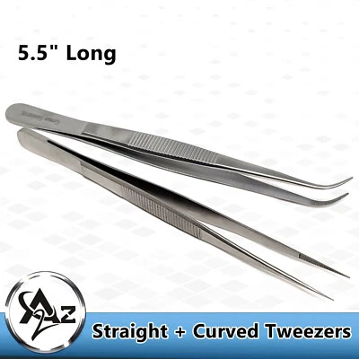 A2Z SCILAB 2pcs Craft Tweezers Stainless Steel Precision Tweezers Eyelash Applying NailArt