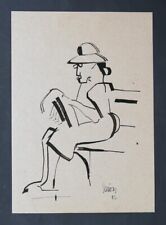 SIMONS, Die Frau mit dem Festtagshut aus 1982 - Zeichnung - Tusche