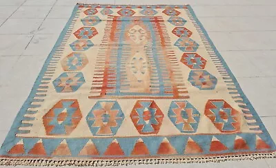 Hand Knotted Vintage Turkish Kilim Kilim Wool Area Rug 5.8 X 3.10 Ft (2578 KAR) • 1.34$