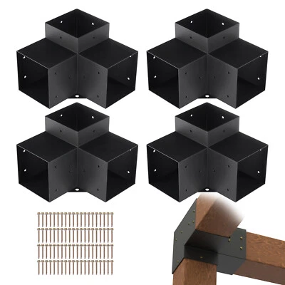 VEVOR Kit Supports Pergola 3 Voies pour Poteau Gazebos 6"x6" 15x15 cm Lot de 4 - Photo 1/4