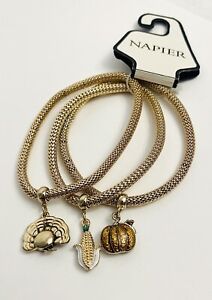 3 NWT Napier Gold Tone Mesh Fall Themed Bracelets