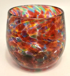 KOBO Art Garden Seattle WA Kunstglas rot stiellos Weinglas Votivkerze 3 3/4 - Bild 1 von 4