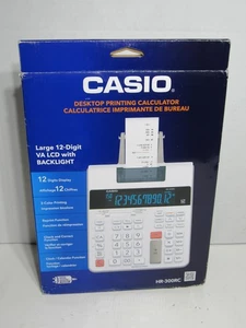 New Casio (HR-300RC) 12-Digit VA LCD w/ Backlight Printing Calculator White - Picture 1 of 6
