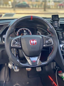 Gloss real Carbon fiber steering wheel for Honda Civic 10th Gen 2016 2020 - Picture 1 of 2