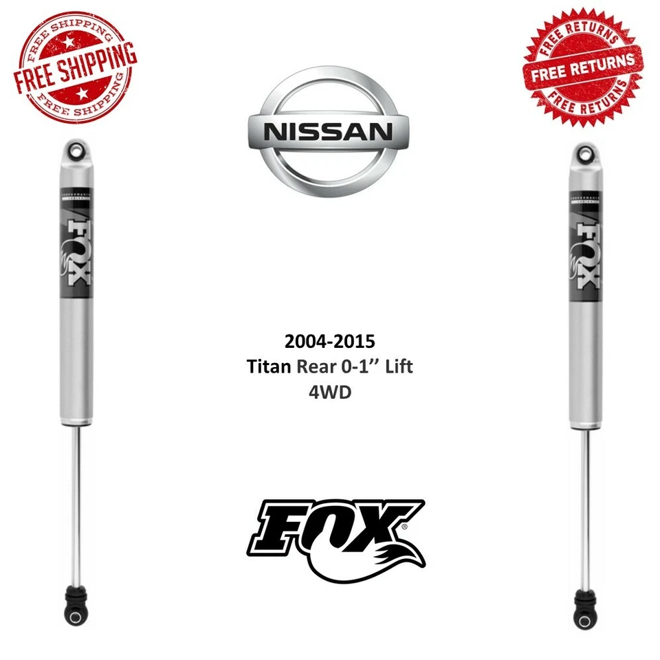 Пара задних амортизаторов Fox серии Performance 2.0 подходит для Nissan Titan 2004-2015 годов выпуска 0-1 дюйма полный привод - Изображение 1 из 4