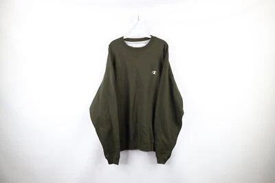 Vintage Champion Mens 2XL Faded Classic Logo Crewneck Sweatshirt Olive Green - Image 1 of 4