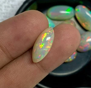 Natural Ethiopian Opal Marquise Shape Fire Opal Cabochon Welo Fire Opal Gemstone - Picture 1 of 9
