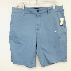 Pantalones Cortos Chinos AERO Hombres 33 Azul Clásico Elastizados Entrepierna 9.5 Informales Preppy Trabajo Nuevos - Imagen 1 de 7