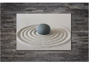 ZEN PEBBLE SAND RIPPLE Leinwand Wandbild Kunstdruck. Verschiedene Größen - Bild 1 von 4
