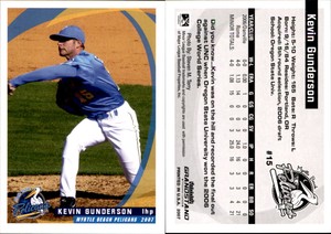Kevin Gunderson 2007 Grandstand Myrtle Beach Pelicans #16 Card *AutographDen*