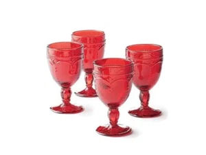 Princess House MARBELLA Ruby Pedestal Glasses (set of 4) - 3272 New In Box - Picture 1 of 2