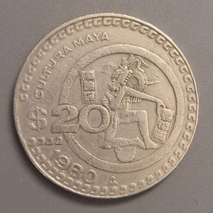 1980 Mo Mexico 20 Pesos Coin - Maya Ball Player - Picture 1 of 2