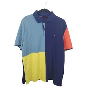 Tommy Hilfiger Polo Shirt Large Mens Colorblock Short Sleeve Pullover Classic Ca - Picture 1 of 6