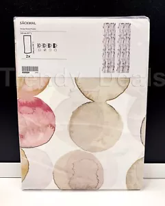 Ikea SÄCKMAL SACKMAL Curtains 2 Panels (1 pair) 57x 98" Watercolor Multi Circle - Picture 1 of 6