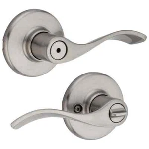 Kwikset Balboa Satin Nickel Privacy Handle Lock for Bedroom/Bath Microban - Picture 1 of 7