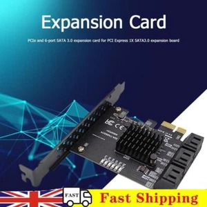 6 Port SATA III PCIe Expansion Card 6Gbps SATA to PCI-e 1X Controller w/ Bracket - Afbeelding 1 van 8