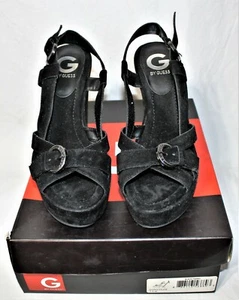 GUESS Black Strappy High Heel Platform Women Shoes With Heels Size 7.5 5" - Picture 1 of 8