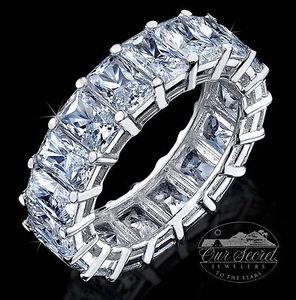 10 Kt Sfavillanti Splendente Anello Eternity Top Zirconia Cubica Imitazione - Foto 1 di 5