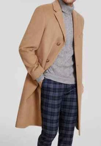 Michael Kors Men's Brown Classic Fit Luxury Wool Cashmere Coat Jacket 42S E05663 - Picture 1 of 2