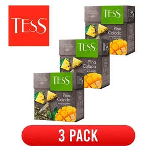 TESS PINA COLADA Tè Verde Mango Ananas PIRAMIDI Prodotto della Russia Confezione da 3 - Foto 1 di 3
