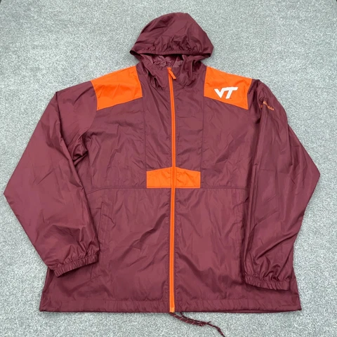 Virginia Teck Hokies Jacket Men Large Windbreaker Rain Coat Adult Unlined Adult Cover
