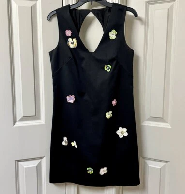Nicole Miller New York Detail Floral Embellished Dress, Size-8 - Image 1 of 4