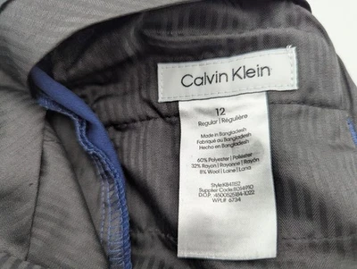 (2x) CALVIN KLEIN Boys Machine Washable Stretch Pant (Size  12) Navy Blue - Image 1 of 4