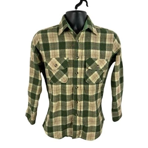 Vintage Wool Flannel Shirt Plaid Long Sleeve Button Up JCPenney Size Small - Picture 1 of 11