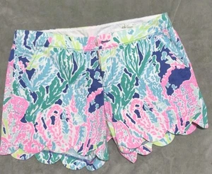 Pantalones cortos Lilly Pulitzer tiro bajo rosa Buttercup dobladillo festoneado para mujer talla 4 - Imagen 1 de 11