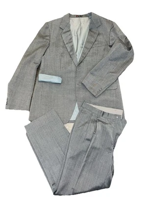 Hermoso traje de 2 piezas vintage personalizado a medida para hombre gris azul Foto 1 de 4