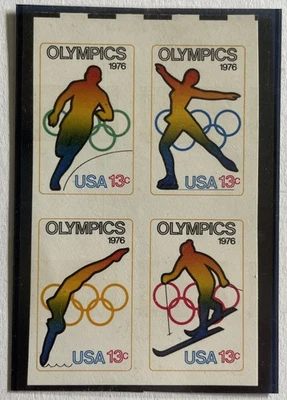 1976 US 13c Olympic Imperf EFO Block | Sc #1698b SG #1672ab | PO Fresh Mint NH - Image 1 of 4