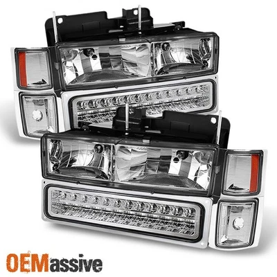 Faros Fit 1994-98 Chevy C10 C/K Suburban Tahoe Silverado + parachoques LED + esquina Foto 1 de 2