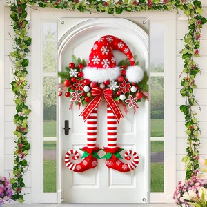 Elf Legs Door Cover 71x35 Inch Christmas Banner for Front Door Outdoor Indoor - Foto 1 di 12